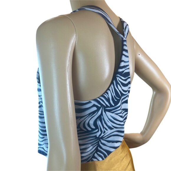 Kyodan Activewear Allure Bra Top in Navy Zebra Print Large Yoga Running Gym - Picture 2 of 5